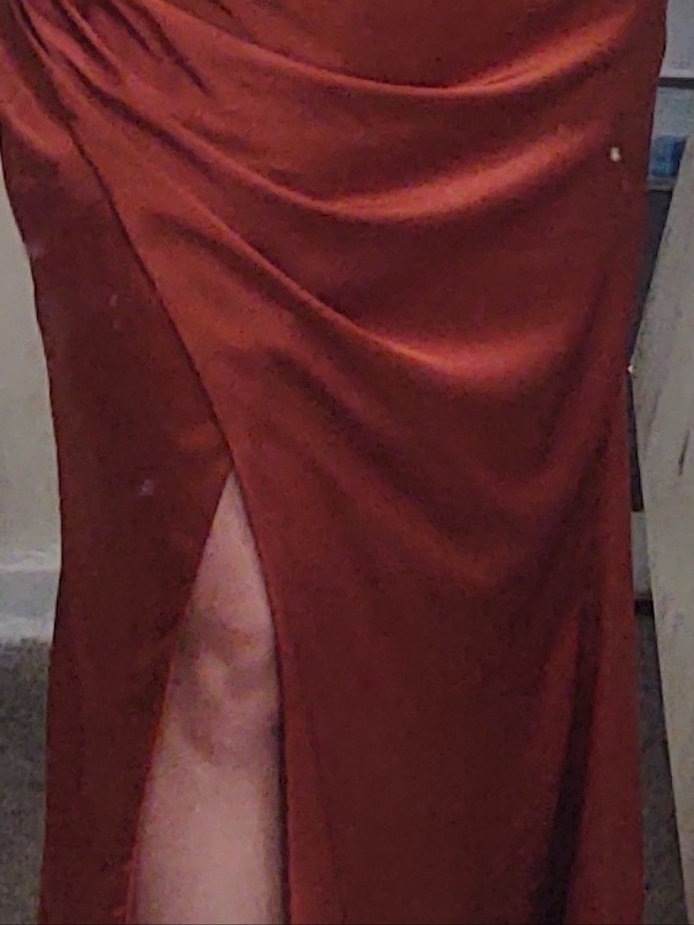 Baltic Born Monet Rust Satin Maxi Dress with Side Leg Slit Size Large - Picture 12 of 12
